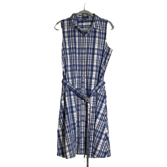 American Living Dresses & Skirts - American Living Blue Plaid Button Up Sleeveless Dress size 16